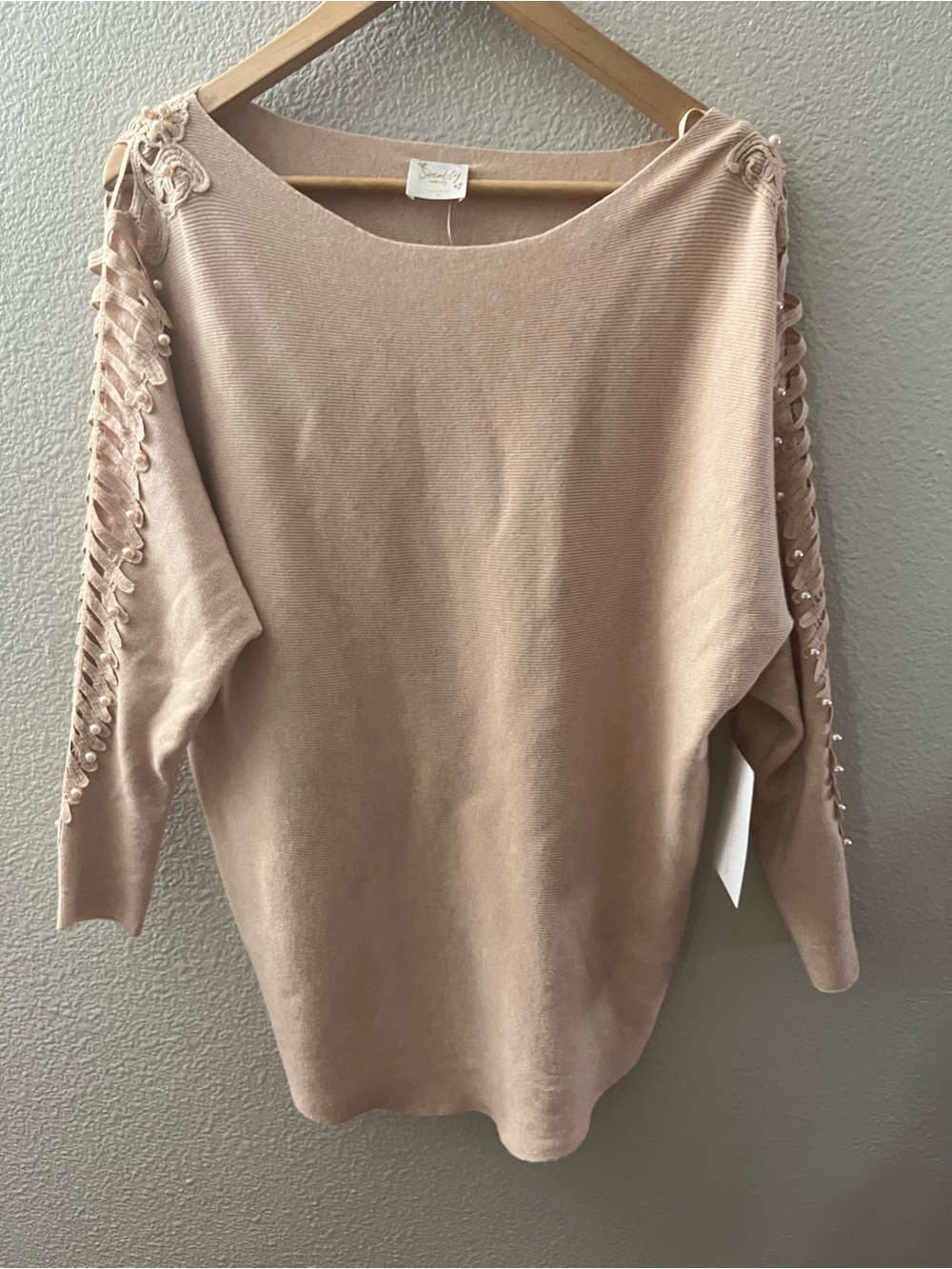 Sirenlily Maternity Soft Pearl Knit Ling Sleeve Dusty Rose Medium